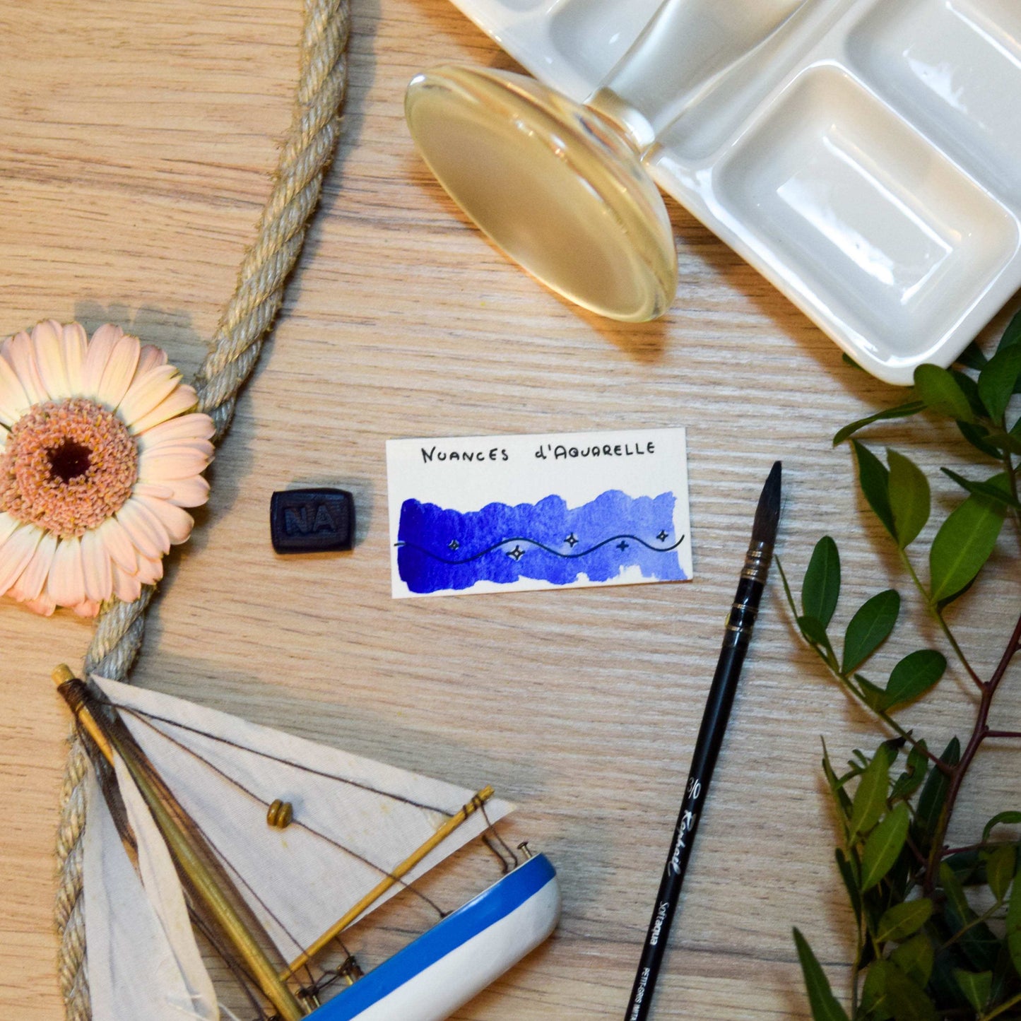 Aquarelle artisanale extra-fine végane eco-responsable et solidaire en vrac couleur Bleu Océan