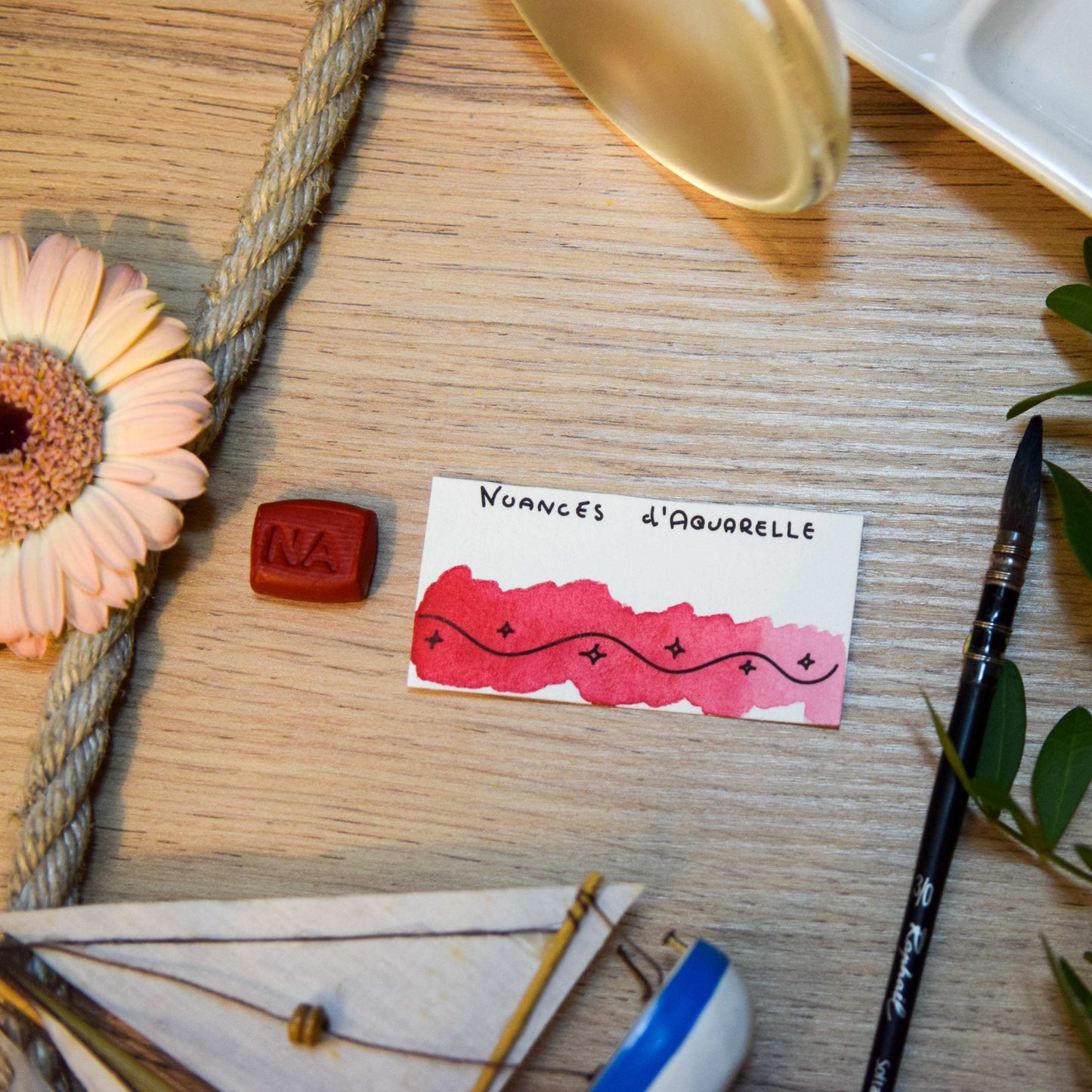 Aquarelle artisanale extra-fine végane eco-responsable et solidaire en vrac couleur Rouge Pivoine