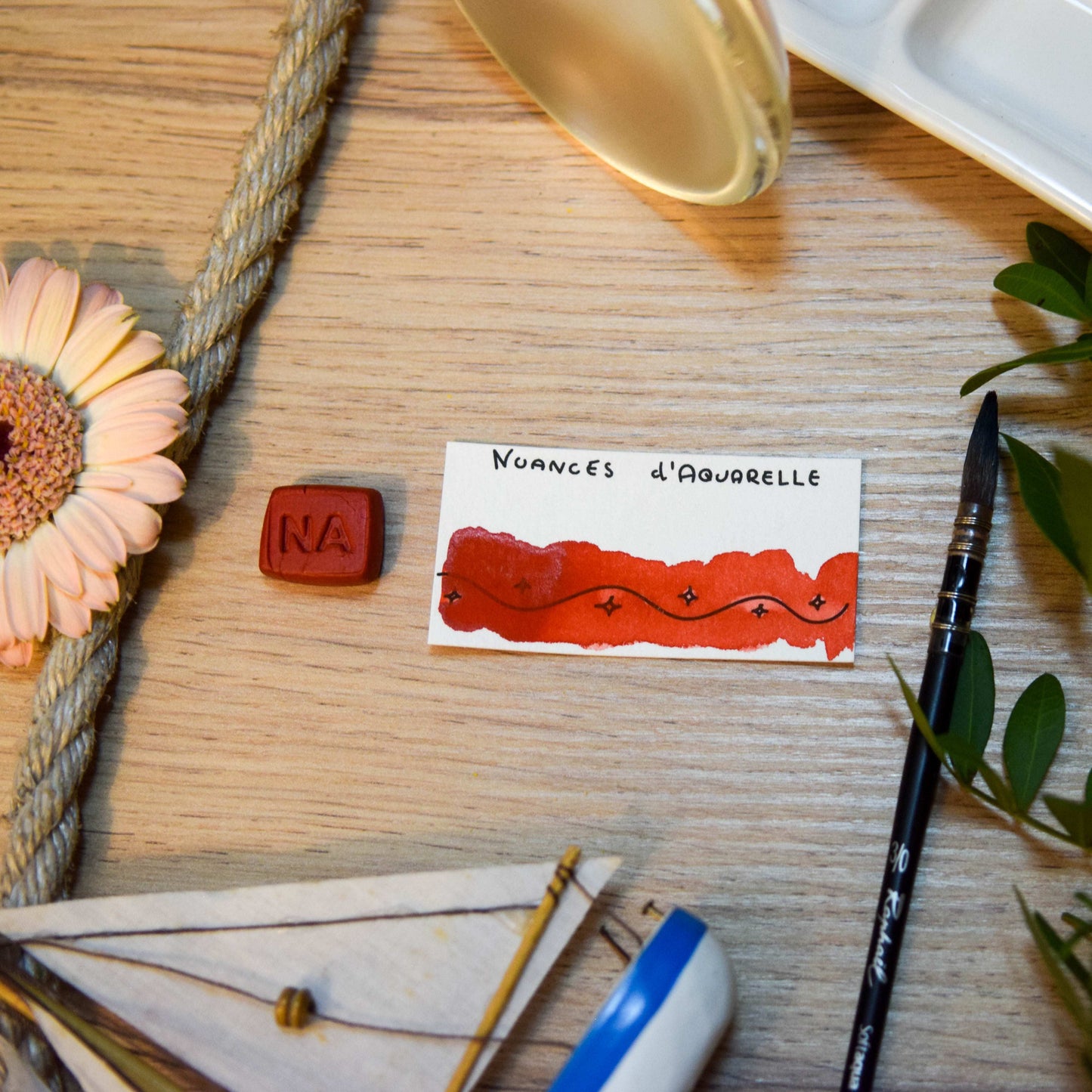 Aquarelle artisanale extra-fine végane eco-responsable et solidaire en vrac couleur Rouge Rubis