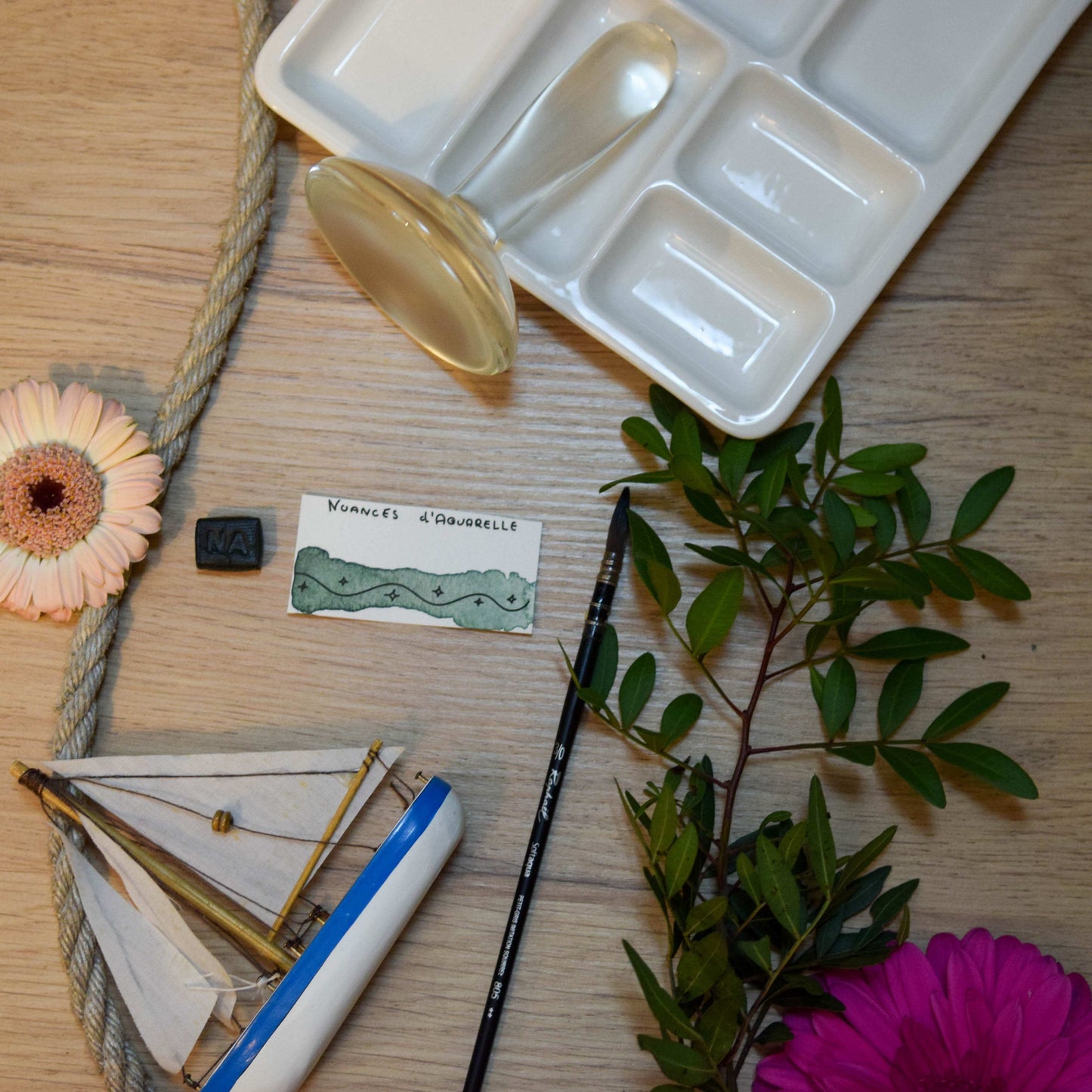 Aquarelle artisanale extra-fine végane eco-responsable et solidaire en vrac couleur Vert Jungle