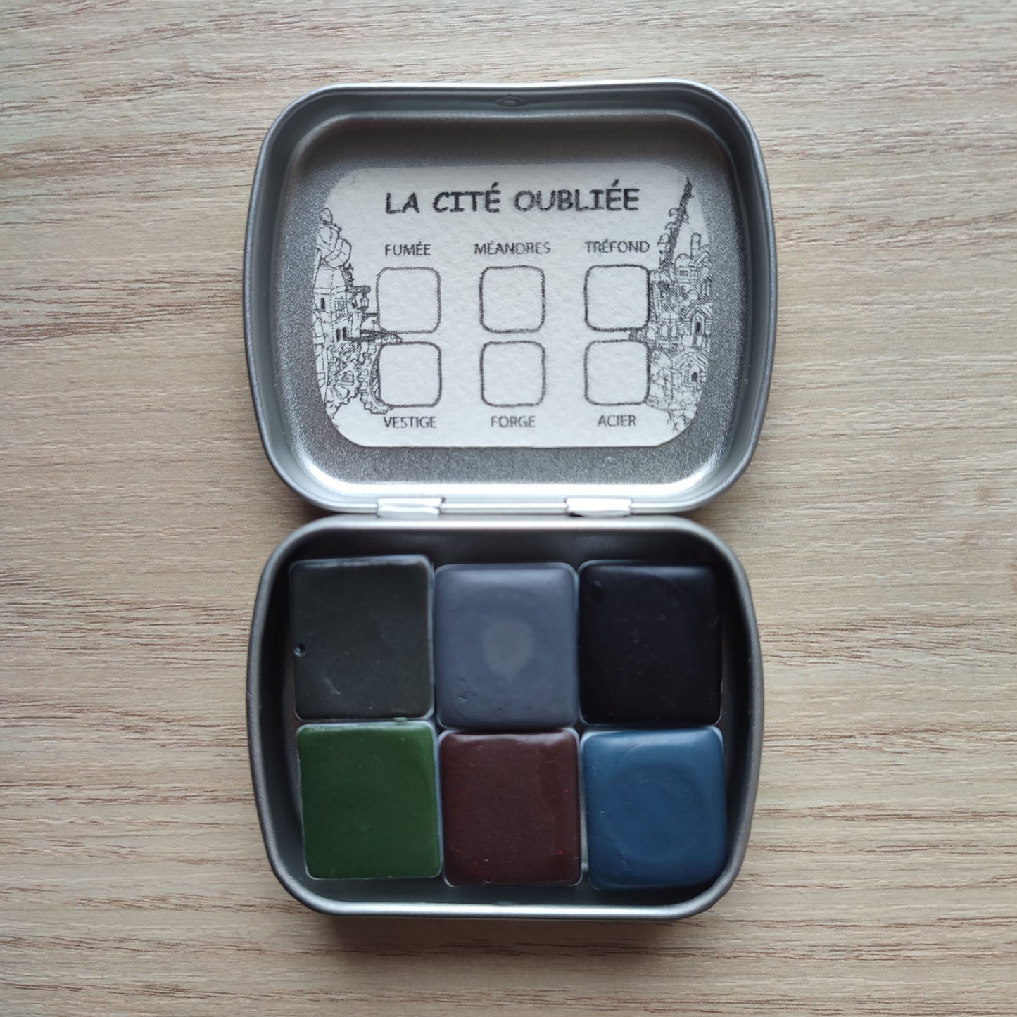 Palette "La cité oubliée" - 6 Aquarelles Artisanales Véganes, Éco-responsables et Solidaires