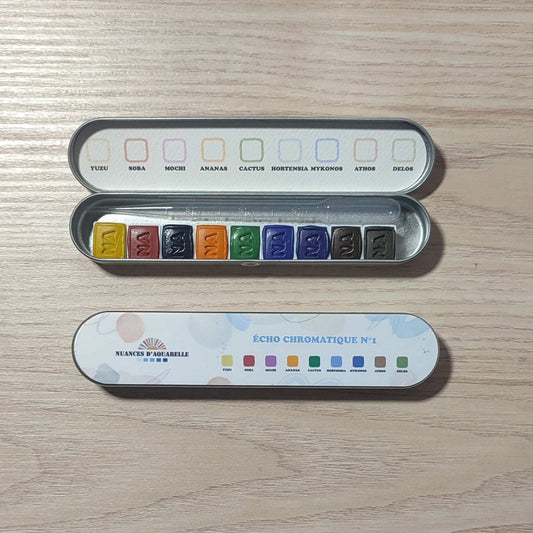 Palette "Écho Chromatique N°1" - 9 Aquarelles Artisanales Véganes, Éco-responsables et Solidaires