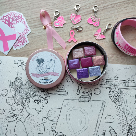 Palette Nuances Solidaires Édition 2025 - Octobre Rose - Aquarelle Artisanale Végane