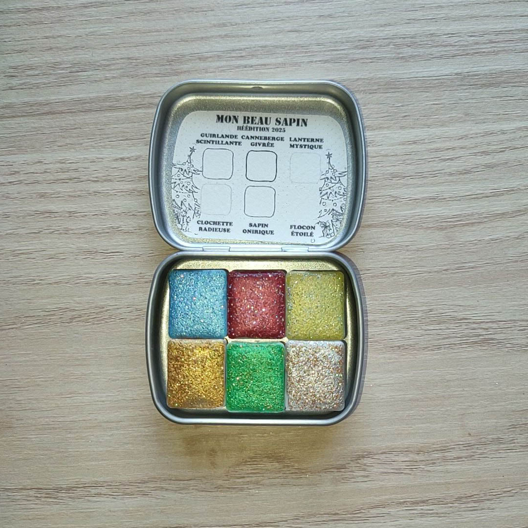 "Mon Beau Sapin - Réédition 2025" 6 aquarelles artisanales véganes et solidaires