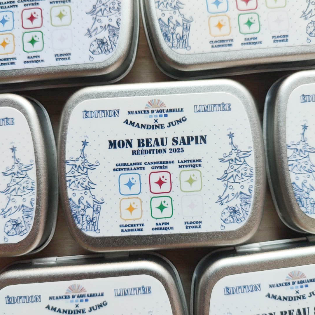 "Mon Beau Sapin - Réédition 2025" 6 aquarelles artisanales véganes et solidaires
