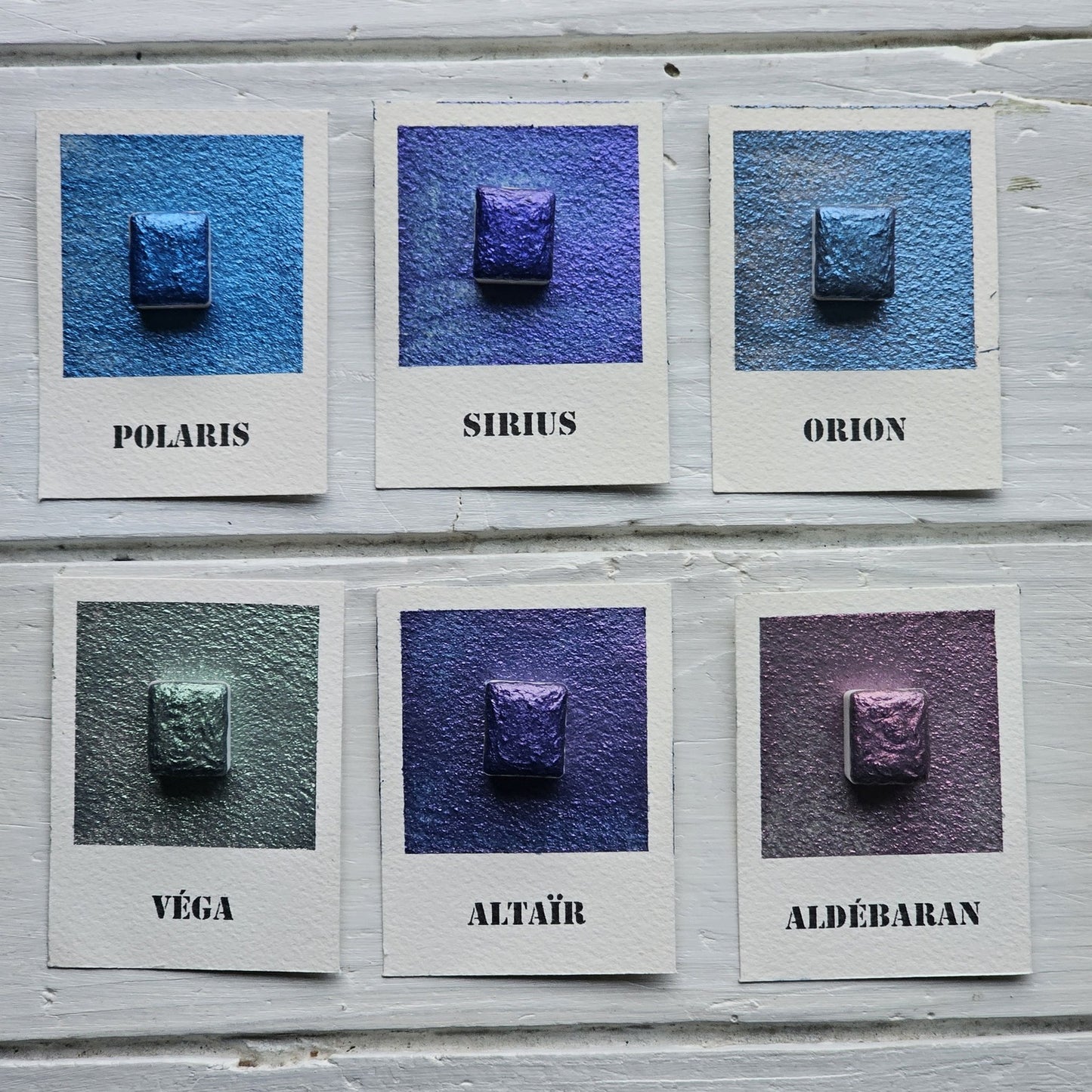 Collection "Galaxie Scintillante" - 6 Aquarelles Artisanales Métalisées Véganes Éco-responsables et Solidaires