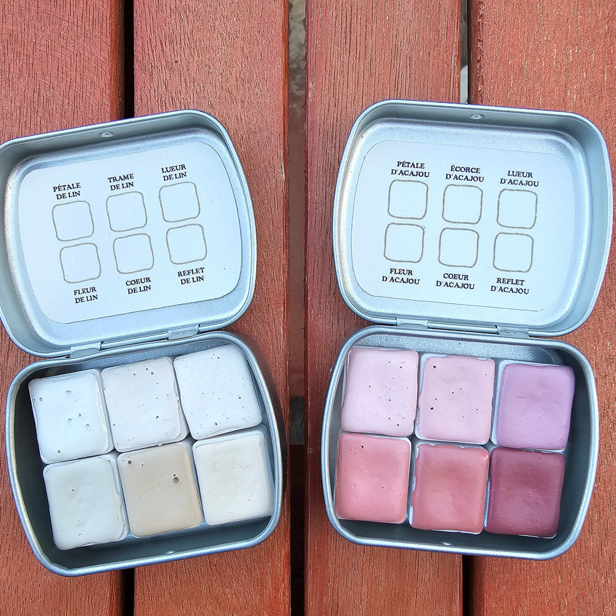 Coffret Nuances de Lin et d'Acajou, douze aquarelles pour carnations, Nuances d'Aquarelle