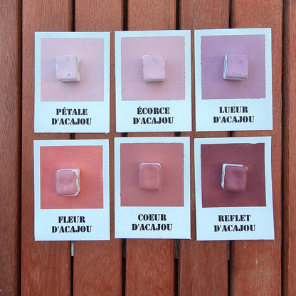 Palette Nuances d'Acajou, six aquarelles brunes pour carnations chaudes, Nuances d'Aquarelle