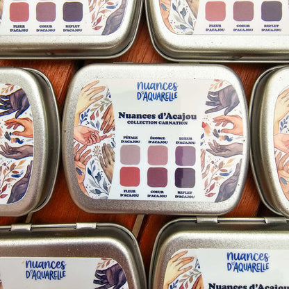 Palette Nuances d'Acajou, six aquarelles brunes pour carnations chaudes, Nuances d'Aquarelle