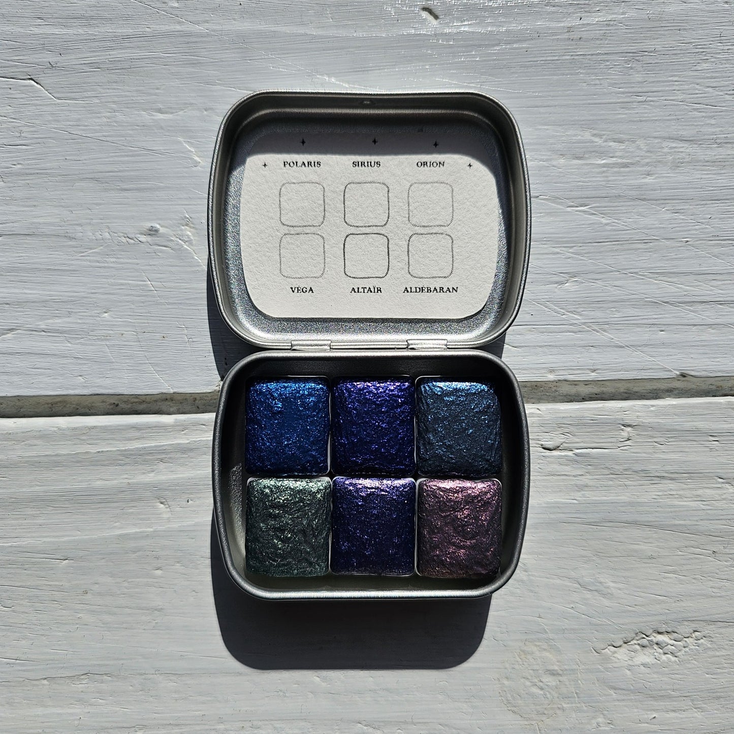 Collection "Galaxie Scintillante" - 6 Aquarelles Artisanales Métalisées Véganes Éco-responsables et Solidaires