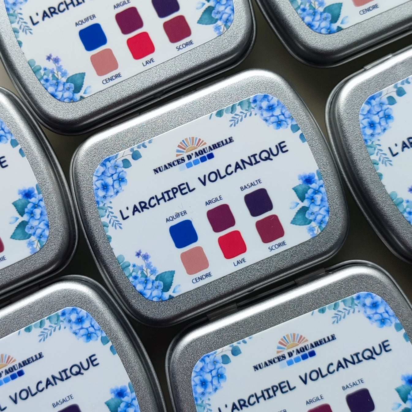 Basalte - "L'Archipel Volcanique" - Aquarelle Artisanale Végane