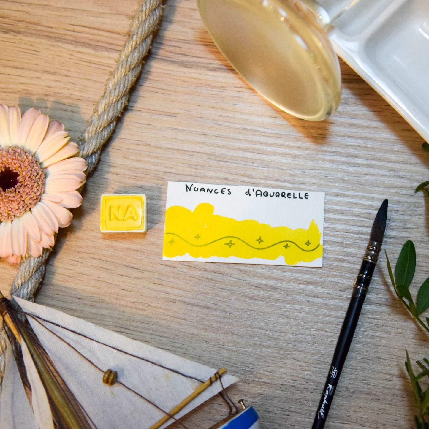 Aquarelle artisanale extra-fine végane eco-responsable et solidaire en demi-godet couleur Jaune Épopée