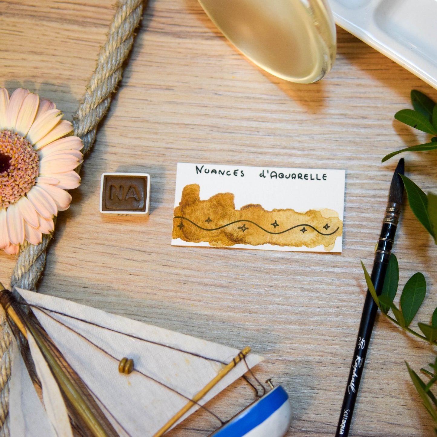 Aquarelle artisanale extra-fine végane eco-responsable et solidaire en demi-godet couleur Brun Duramen