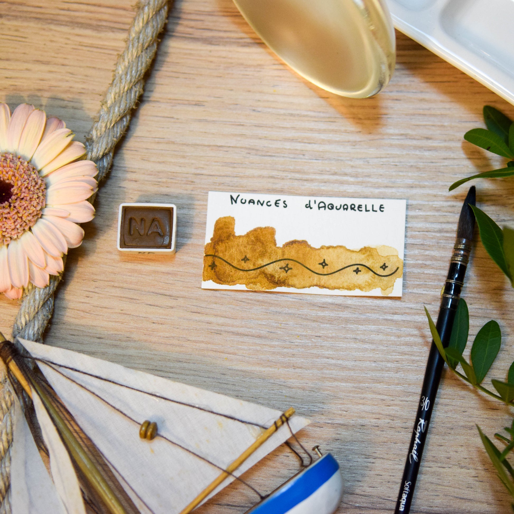 Aquarelle artisanale extra-fine végane eco-responsable et solidaire en demi-godet couleur Brun Duramen