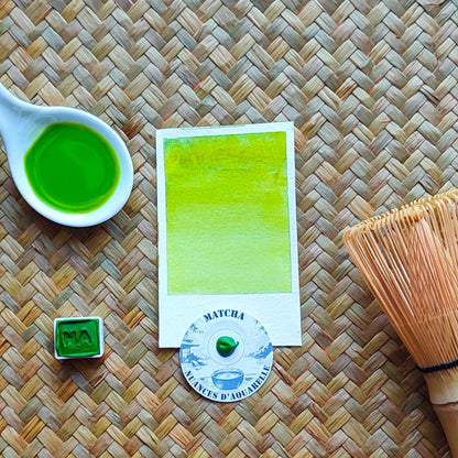 Matcha - "Hanami" - Aquarelle Artisanale Végane
