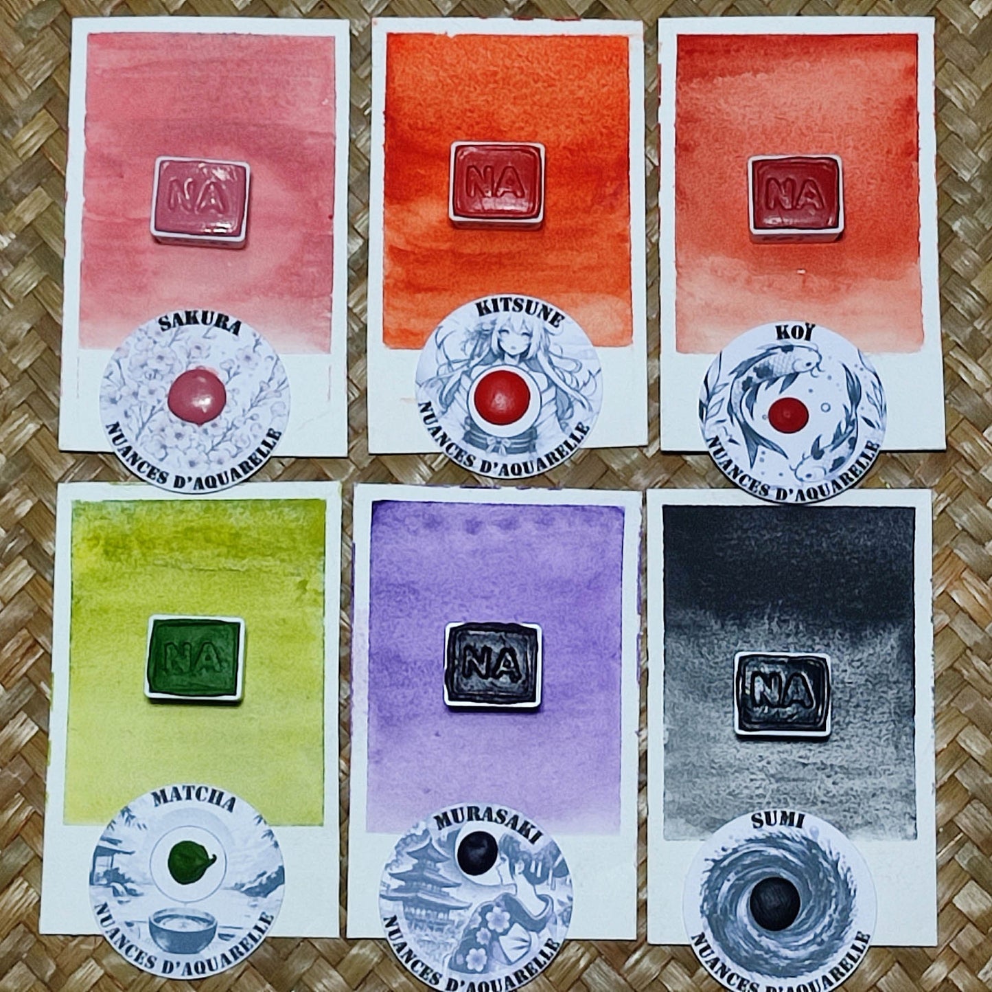 Palette "Hanami" - 6 Aquarelles Artisanales Véganes, Éco-responsables et Solidaires