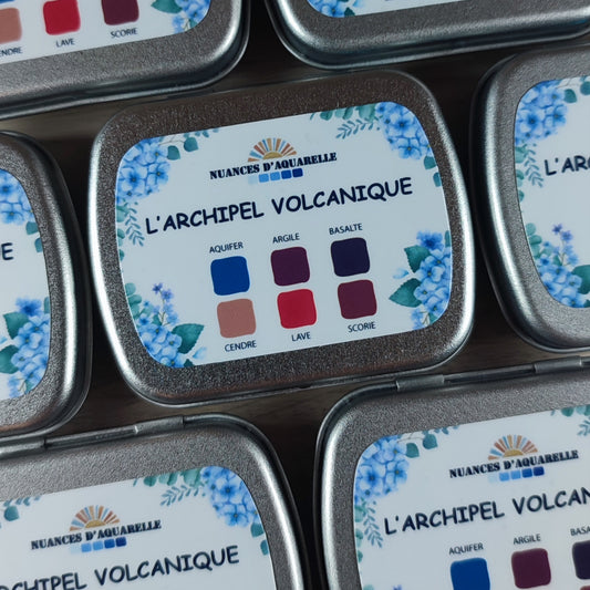 Palette "L'Archipel Volcanique" - 6 Aquarelles Artisanales Véganes, Éco-responsables et Solidaires